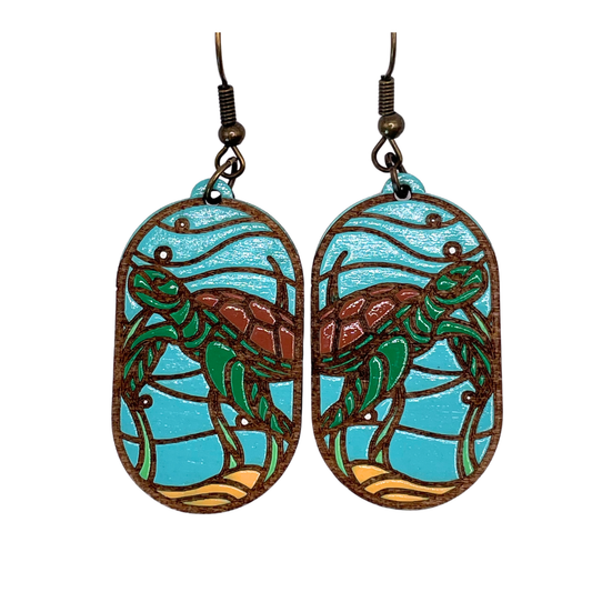 Turtle Stained Glass Dangles